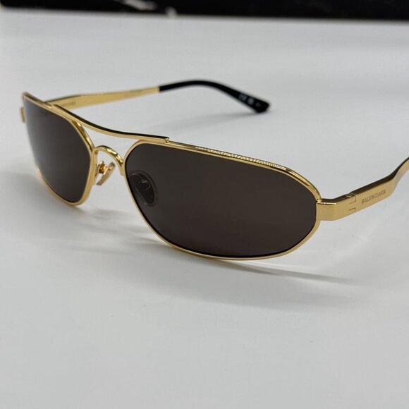 NEW BB0227S 001 BALENCIAGA DARK GOLD/GREY MEN BALENCIAGA SUNGLASSES - Picture 9 of 12